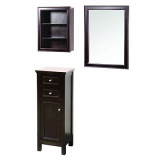 Foremost Gazette 42 in. L x 16 in. W Wall Mirror and Wall Cabinet with Shelves and Floor Cabinet in Espresso GAEM2432COMBO