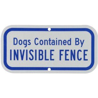 SmartSign 3M Engineer Grade Reflective Sign, Legend "Dogs Contained by Invisible Fence", 6" high x 12" wide, Blue on White Yard Signs