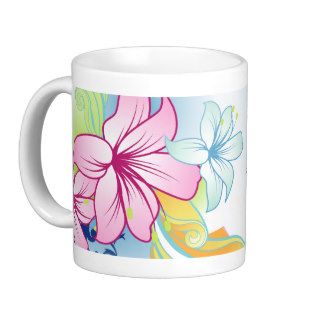 Vector Flowers And Heart Mugs