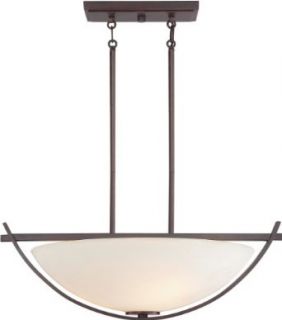 Minka Lavery 1583 167 3 Light Bowl Pendant with Etched White Glass from the Galante Collection, Lathan Bronze   Ceiling Pendant Fixtures