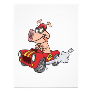 hot rod hog pig racing in car cartoon custom flyer