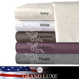 Grand Luxe Egyptian Cotton Sateen 800 Thread Count Scroll Solid Deep Pocket Sheet Set and Pillowcase Separates Veratex Sheets