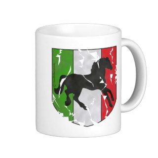 Destroyed Looking Italian Crest With Horse Coffee Mugs