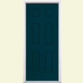 Masonite 6 Panel Painted Smooth Fiberglass Entry Door with Brickmold 28626
