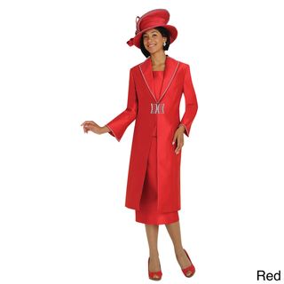 Divine Apparel Women's 3 piece Rhinestone Accented Skirted Suit Set Divine Apparel Skirt Suits