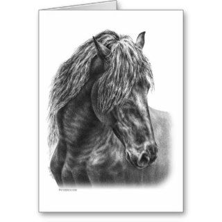 Friesian Horse Head w/Flowing Mane Portrait Card