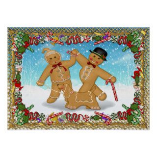 Gingerbread Trio with Border Print