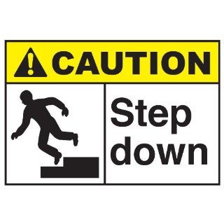 Caution Step Down, High Performance Vinyl, Safety Signs, Labels, Decals 5" x 7"