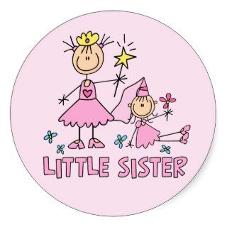 Stick Princess Duo Little Sister Round Stickers