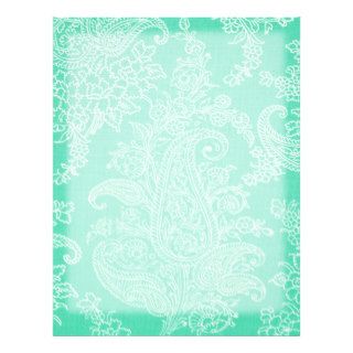 Aqua blue paisley tree flower cloth pattern letterhead template