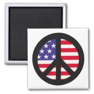 Peace symbol with American flag behindmagnent Fridge Magnet