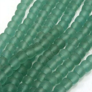 12mm Light Green Natural Matte Recycled Glass Round Beads