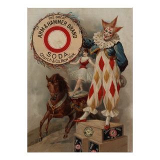 Vintage Circus Clown Poster, Arm and Hammer