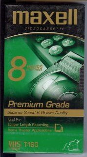 MAXELL VIDEOCASSETTE  T 160 PREMIUM GRADE (8 HOURS IN EP MODE) SUPERIOR SOUND & PICTURE QUALITY Movies & TV