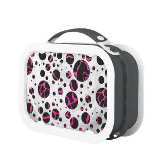 Giraffe Hot Pink and Black Print Lunch Boxes