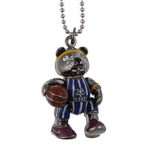 Sterling Silver Cubic Zirconia and Enamel Bear Necklace Children's Necklaces