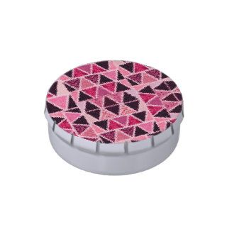 Pink Purple Ikat Abstract Geometrical Triangles Jelly Belly Tins