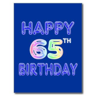 Happy 65th Birthday in Balloon Font Postcards