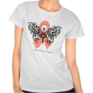Endometrial Cancer Tribal Butterfly Ribbon Shirt