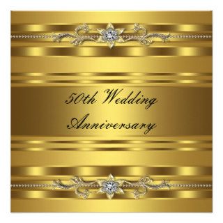 Elegant Gold Golden 50th Wedding Anniversary Personalized Invites