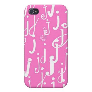 Bubble Gum Pink Letter J iPhone 4/4S Covers