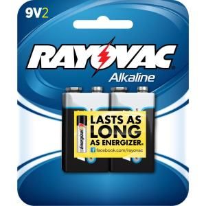 Rayovac Alkaline 9 Volt Batteries (2 Pack) A1604 2TP6F