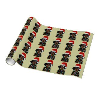 Dachshund Santa Tangled In Christmas Lights Gift Wrapping Paper
