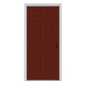 JELD WEN 6 Panel Painted Steel Entry Door with Primed Brickmold THDJW166100141