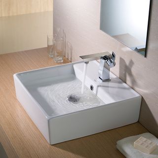 Kraus Square White Ceramic Vessel Bathroom Sink Kraus Bathroom Sinks
