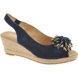 Women's Oomphies Lady Pom Pom Navy Suede Oomphies Wedges