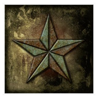 Nautical Star Grunge Rust Print