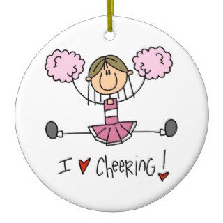 Pink Stick Figure Cheerleader T shirts and Gifts Christmas Tree Ornament