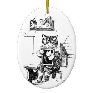 Naughty Kitten Kept In to Do Sums Christmas Tree Ornaments