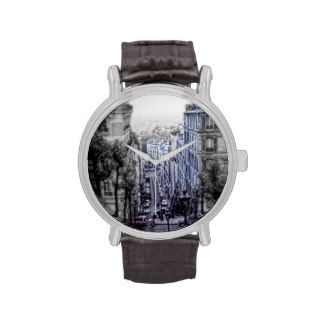 Vintage Paris Street Above Leather Watch