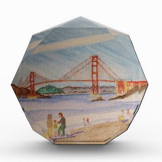 Golden Gate Bridge Contrail Baker Beach SF Acrylic Award