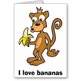 Monkey and Banana, I love bananas. Greeting card