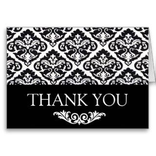 Black and White Damask Thank You Notes Card