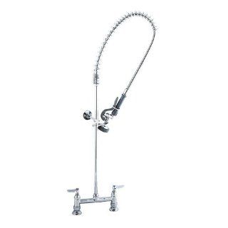 T&S B 0123 08 Deck Mounted Pre Rinse Faucet with 8" Centers and B 0108 Low Flow Spray Valve   No Kitchen & Dining