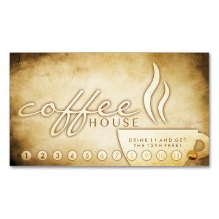 aged coffee house loyalty card business card template