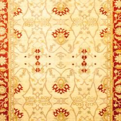 Afghan Hand knotted Vegetable Dye Oushak Ivory/ Red Wool Rug (9'9 x 12'8) 7x9   10x14 Rugs