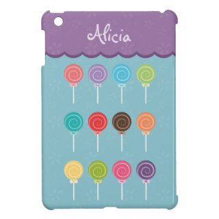 Cute Lollipops Turquoise and Purple Custom iPad Mini Cases