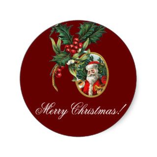 Vintage Holly and Santa Clause Christmas Stickers