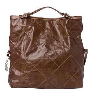 Moncler 'Aurelie' Brown Stitched Leather Tote Bag Moncler Tote Bags