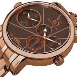 Joshua & Sons Men's Dual Time Stainless Steel Rose Tone Watch Joshua & Sons Men's Joshua & Sons Watches
