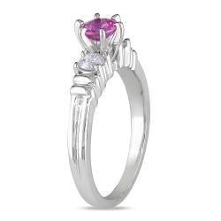 Miadora 14k White Gold Pink Sapphire and 1/4ct TDW Diamond Engagement Ring (G H, I1 I2) Miadora Gemstone Rings