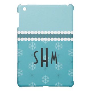 Winter Blue Snowflake Monogram iPad Cover