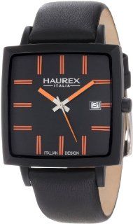 Haurex Italy Men's 6K380UNO Compact W Square Black Leather Watch Watches