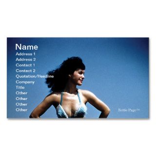 Bettie Page in a Blue Bikini Standing Beside Water Business Card Templates