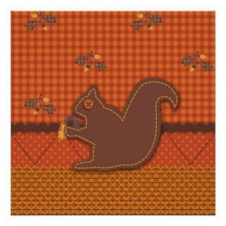 Quilted look Squirrel for Thanksgiving Invite