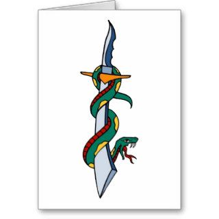 VIntage Snake and Dagger Tattoo Art Cards